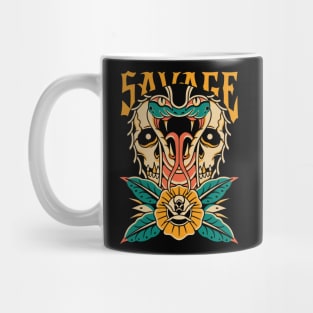 Skull Snake Rose  Vintage Traditional Tattoo Mug